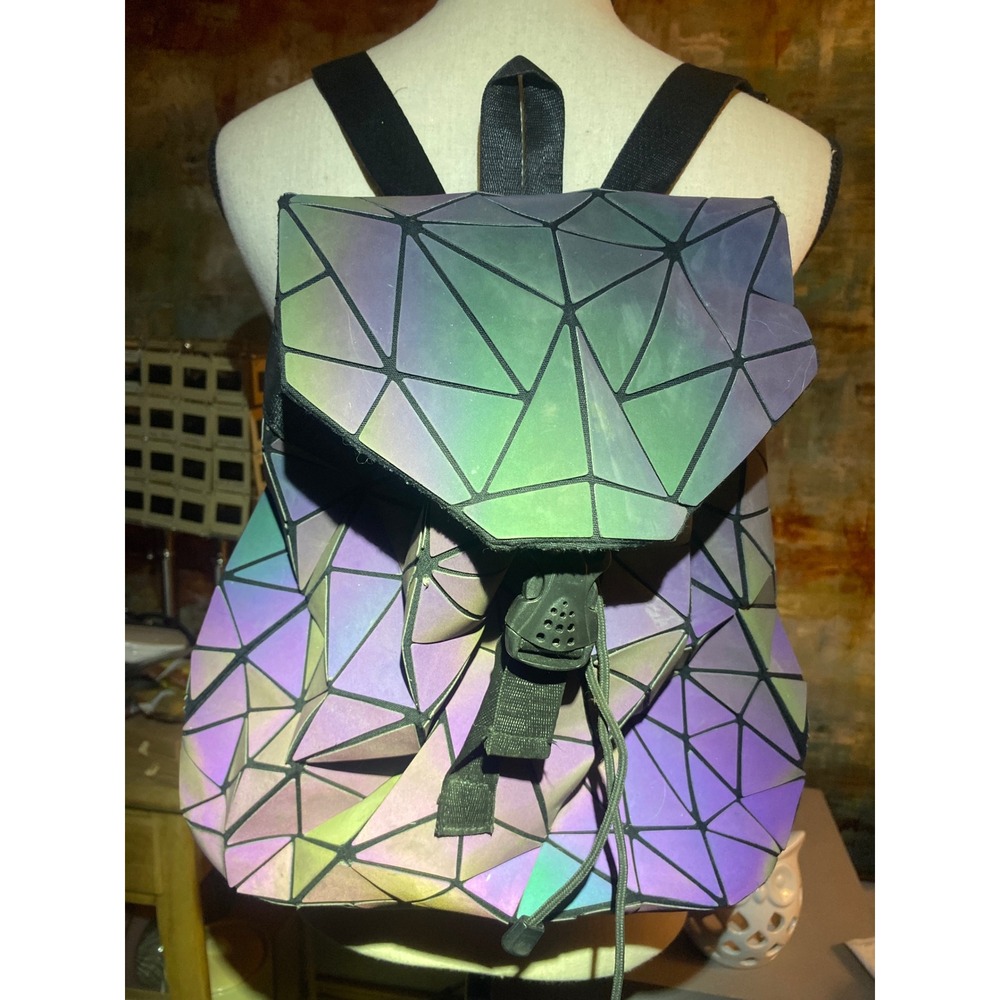Iridescent Geometric Women’s Backpack - Black Trim